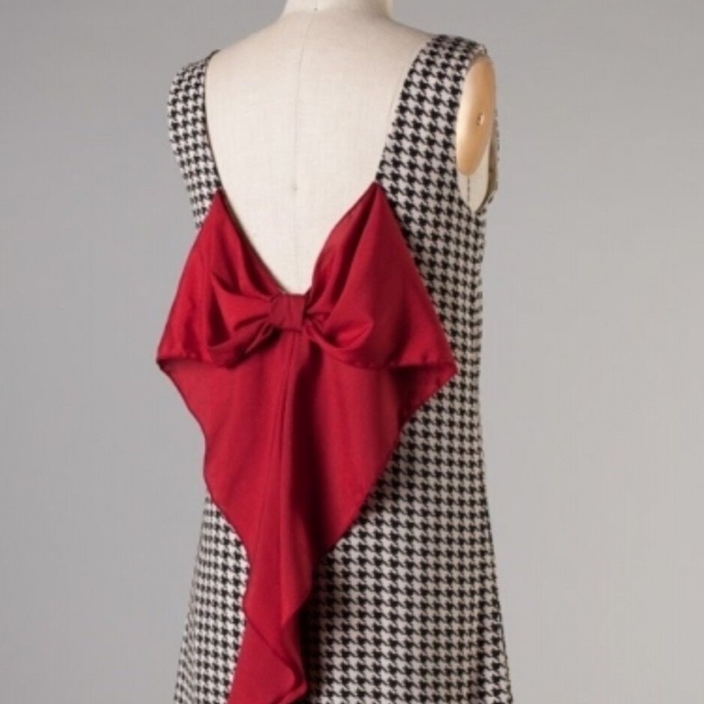 Houndstooth bow backed dress